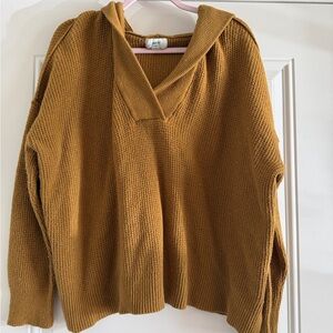 Aerie CozyUp Hooded Sweater in Mustard - M